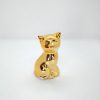 Gato Decorativo Cerâmica Dourado