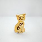 Gato Decorativo Cerâmica Dourado