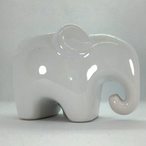 Elefante de Porcelana Branco Cachepô